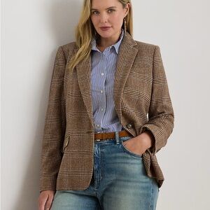 Women's Brown Plaid Blazer